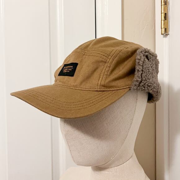 NWOT REI CO OP Hat Small Medium Farlands Ear Flaps Tan Faux Shearling Canvas - Picture 2 of 6